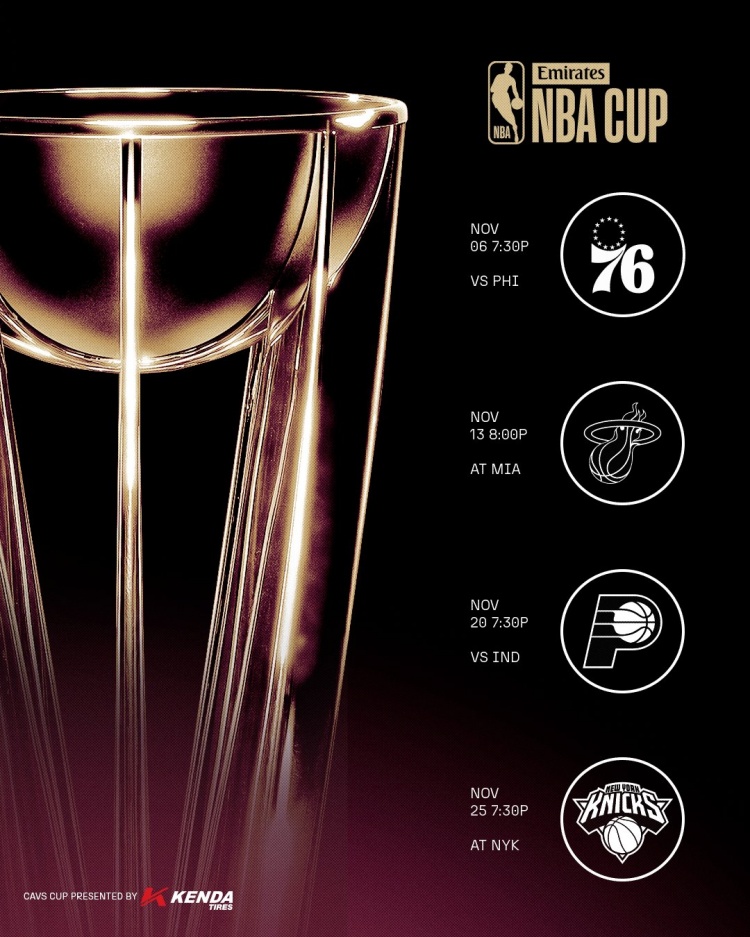骑士NBA杯赛程出炉:主场先打76人 末轮客战尼克斯